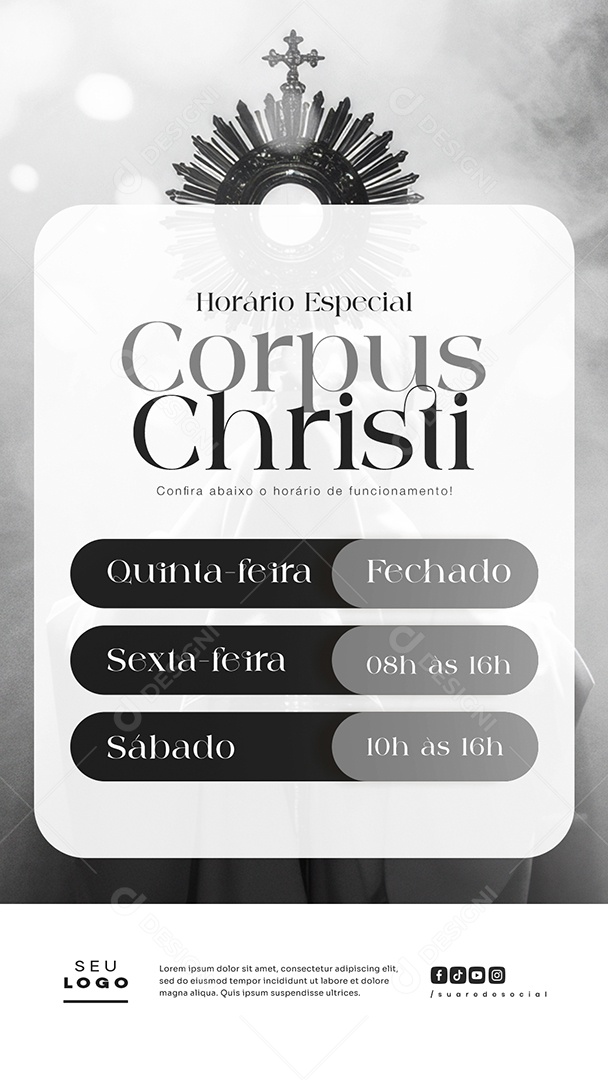 Story Horário Especial Corpus Christi Social Media PSD Editável