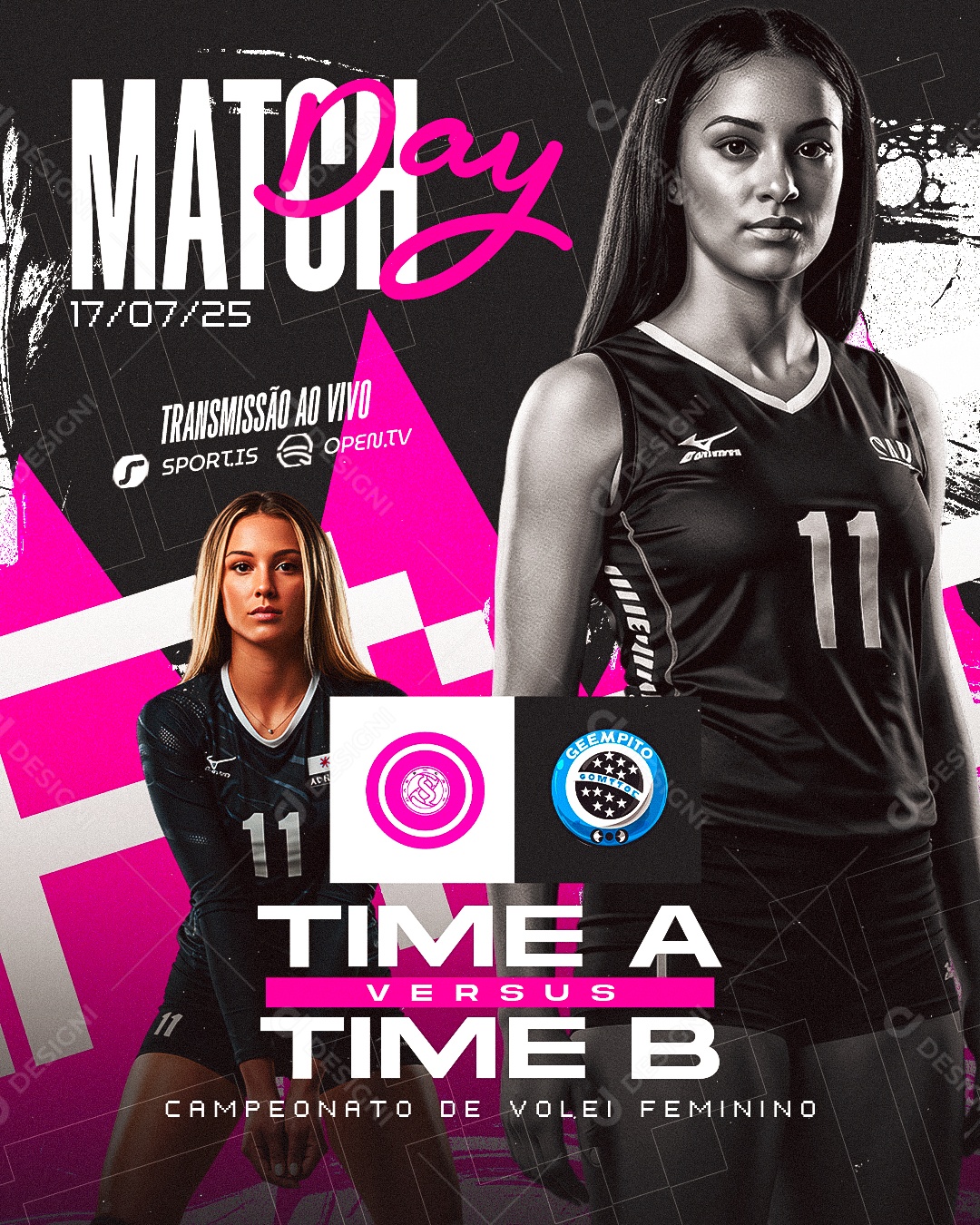Match Day Campeonato De Vôlei Feminino Social Media PSD Editável