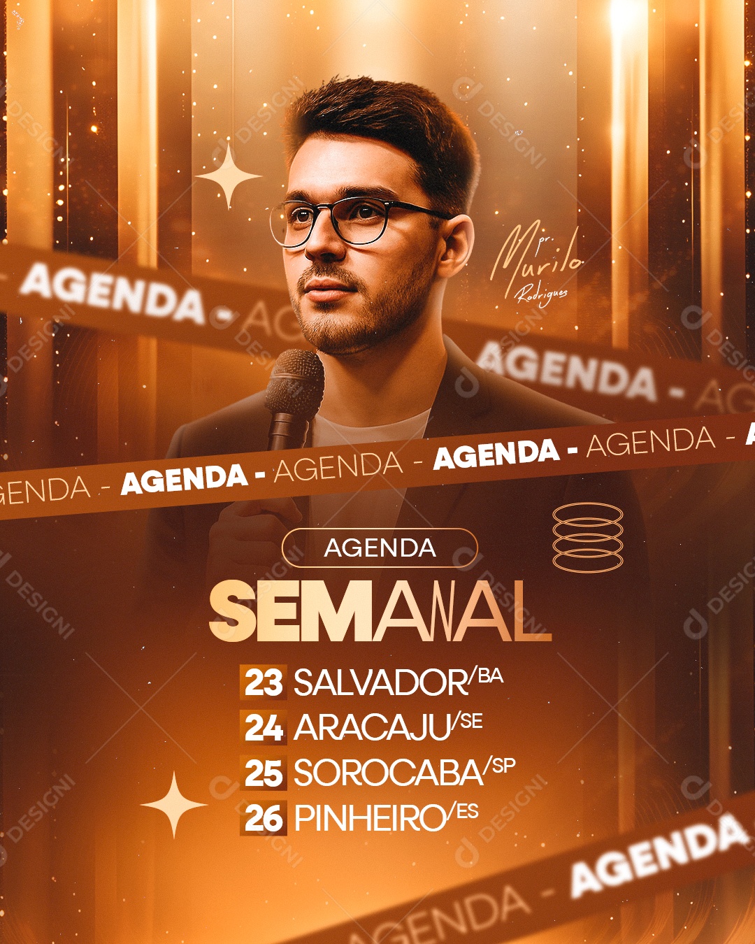 Flyer Gospel Agenda Semanal Social Media PSD Editável