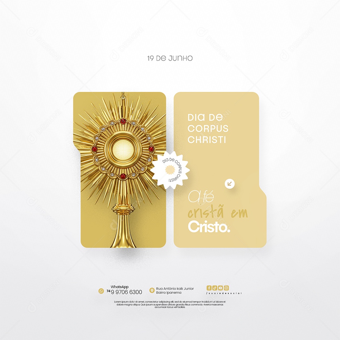 Dia De Corpus Christi 19 De Junho Social Media PSD Editável
