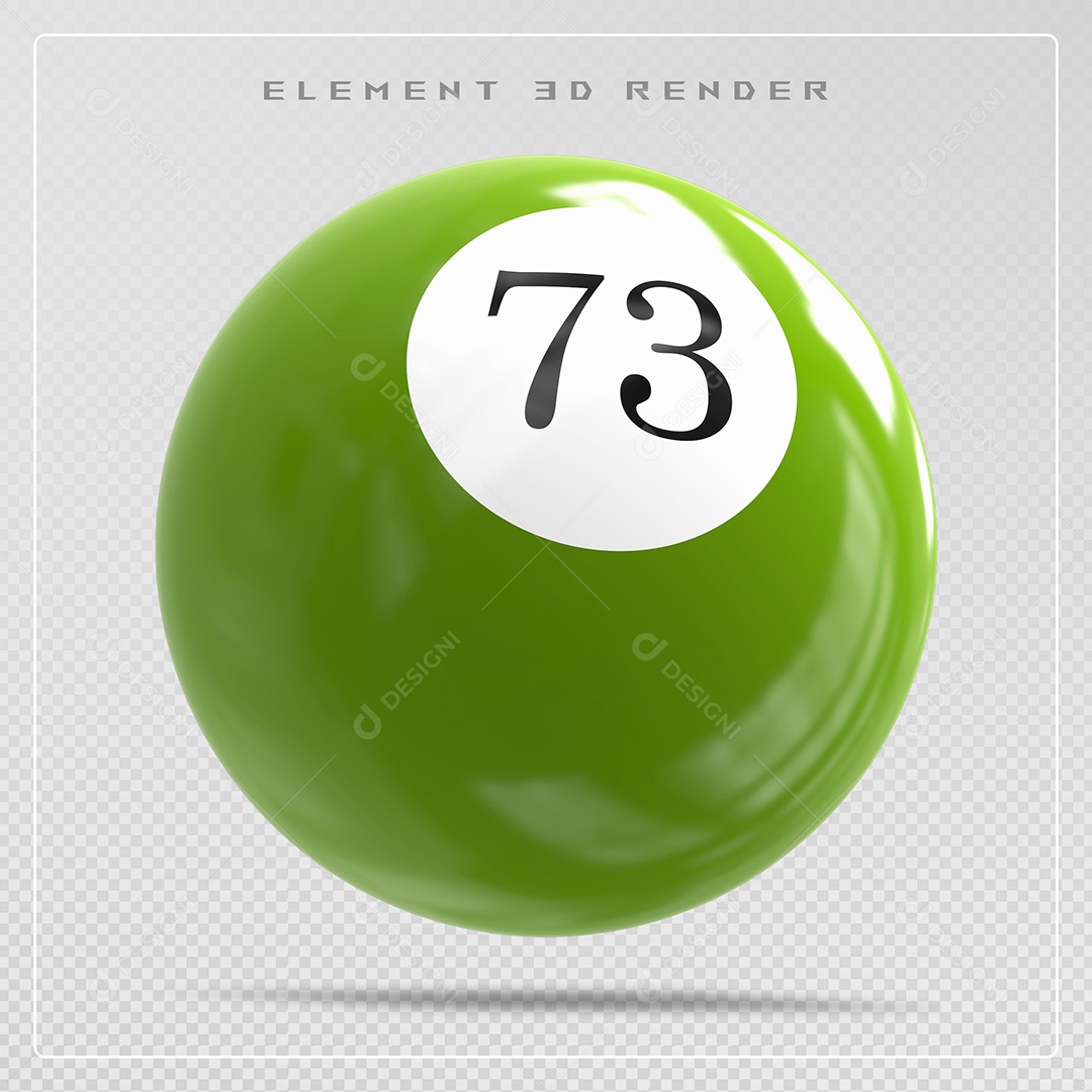 Bola de Bilhar Número 73 Verde Elemento 3D para Composição PSD