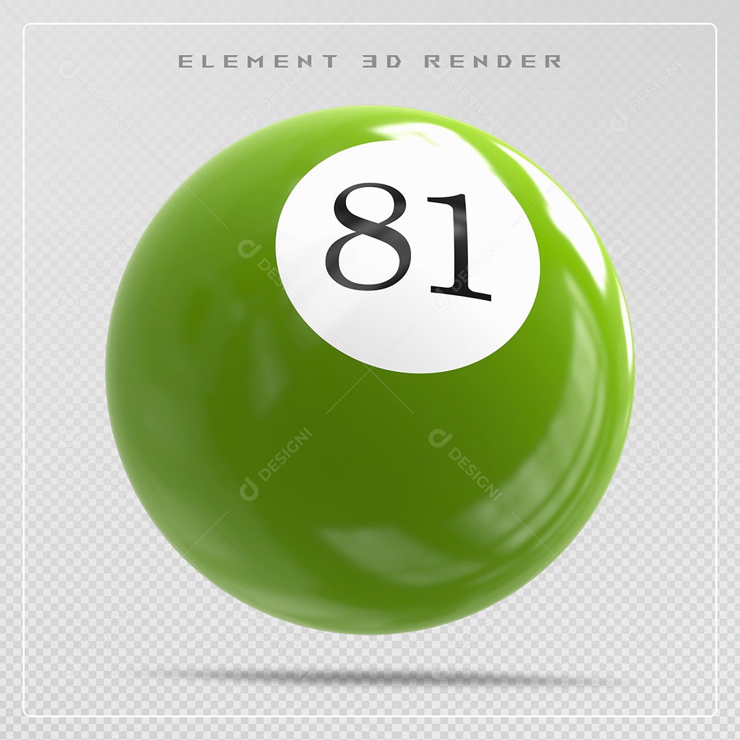 Bola de Bilhar Número 81 Verde Elemento 3D para Composição PSD