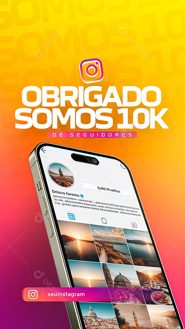Story Obrigado Somos 10K de Seguidores Social Media PSD Editável