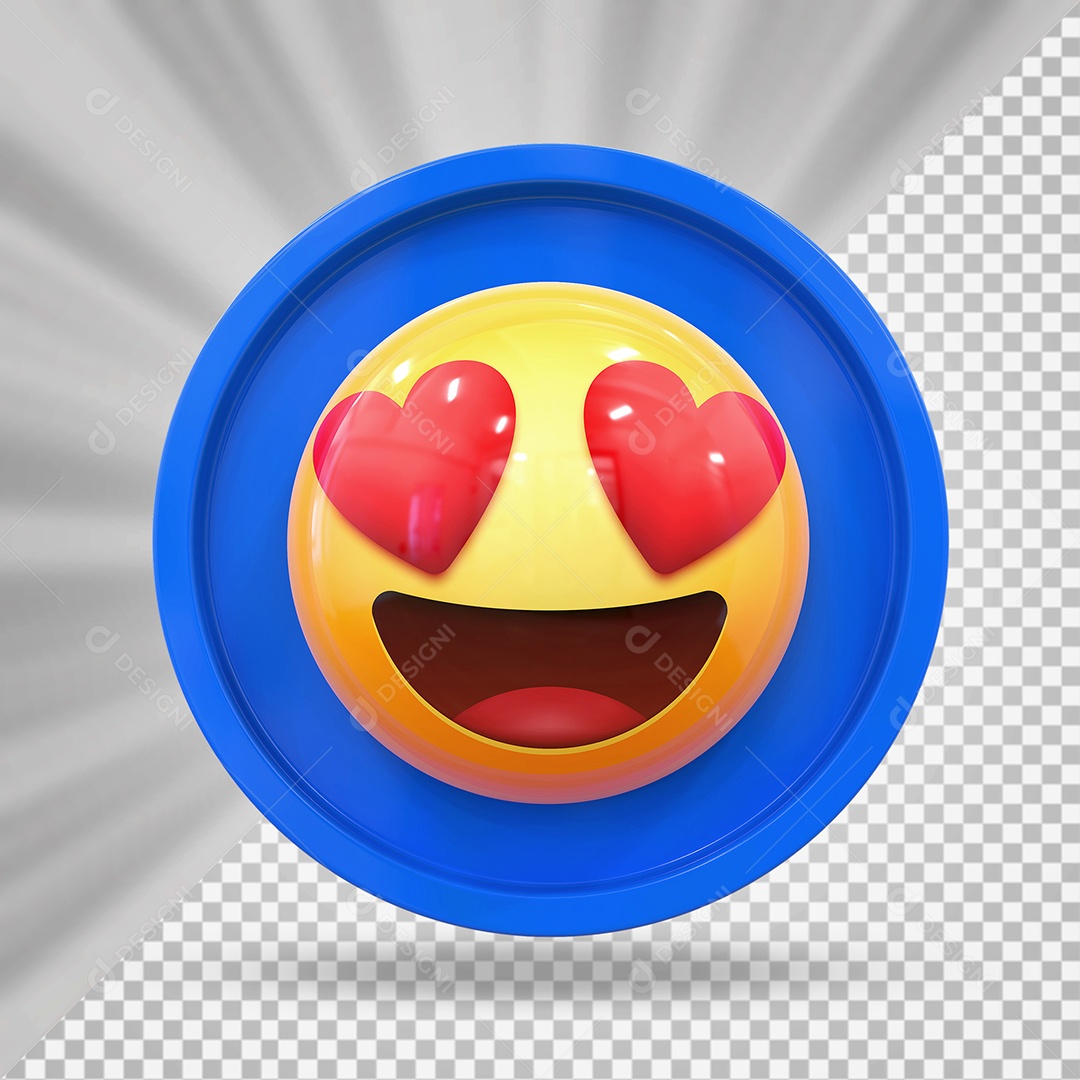 Elemento 3D Botão de Emoji Apaixonado Para Composição PSD