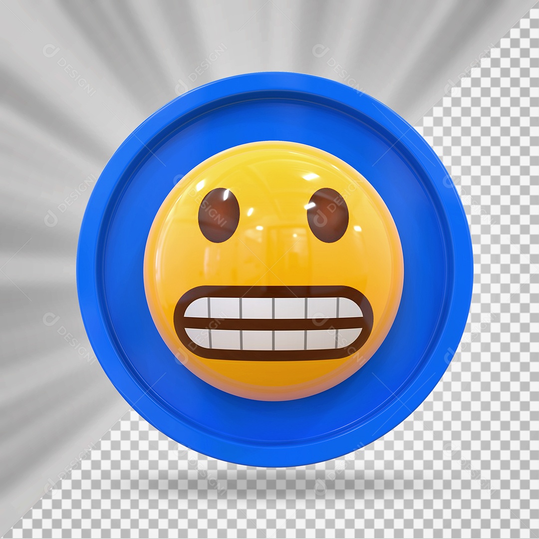 Elemento 3D Botão de Emoji com Medo Para Composição PSD