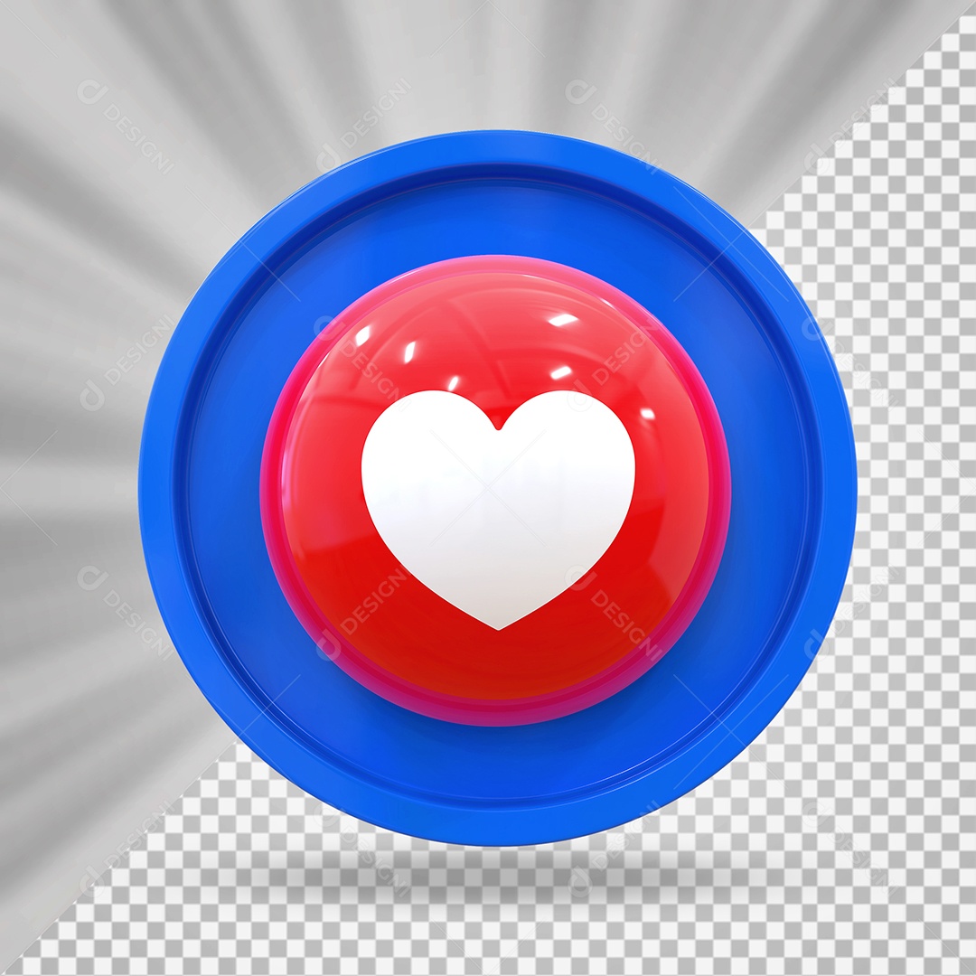 Elemento 3D Botão de Emoji Coração Para Composição PSD