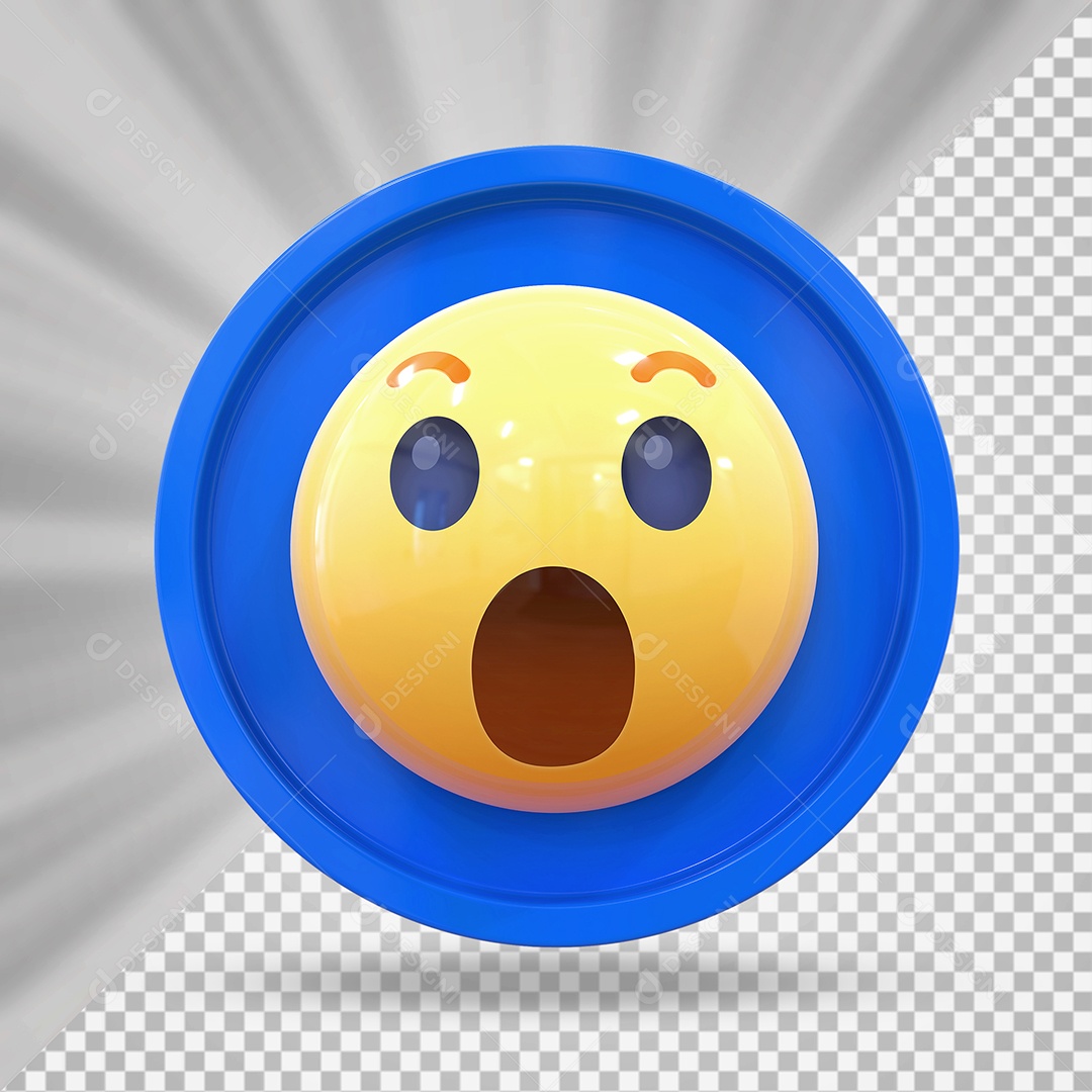 Elemento 3D Botão de Emoji Surpreso Para Composição PSD