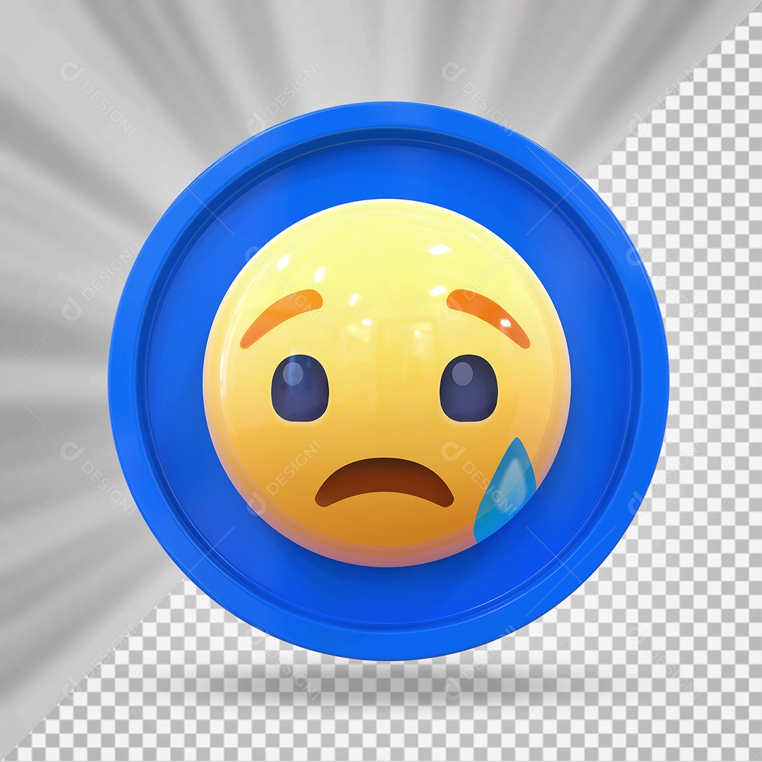 Elemento 3D Botão de Emoji Triste Para Composição PSD