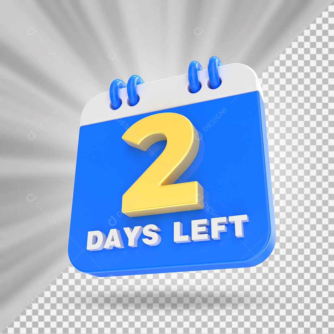 Elemento 3D Calendário Dia 02 Azul e Branco Para Composição PSD