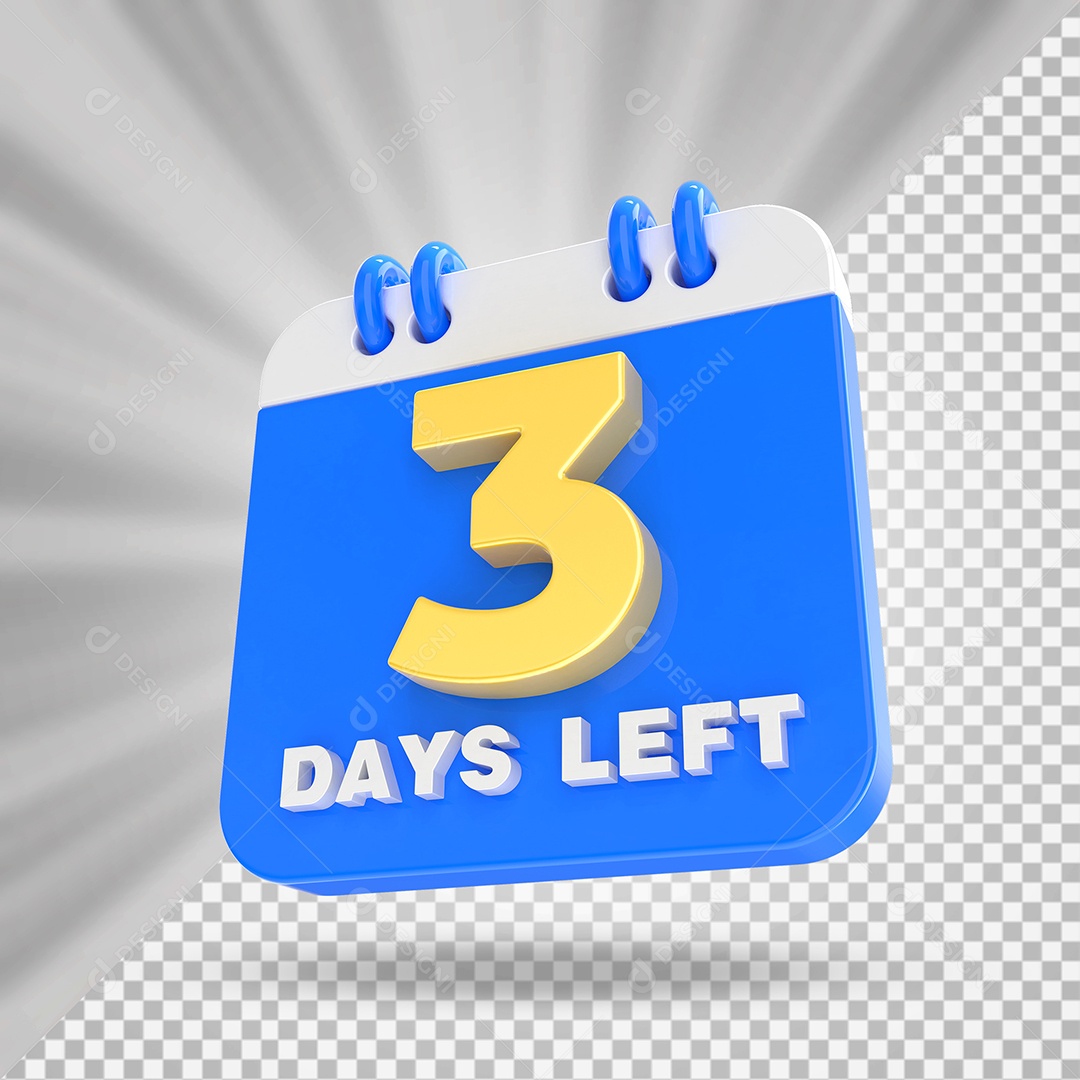 Elemento 3D Calendário Dia 03 Azul e Branco Para Composição PSD