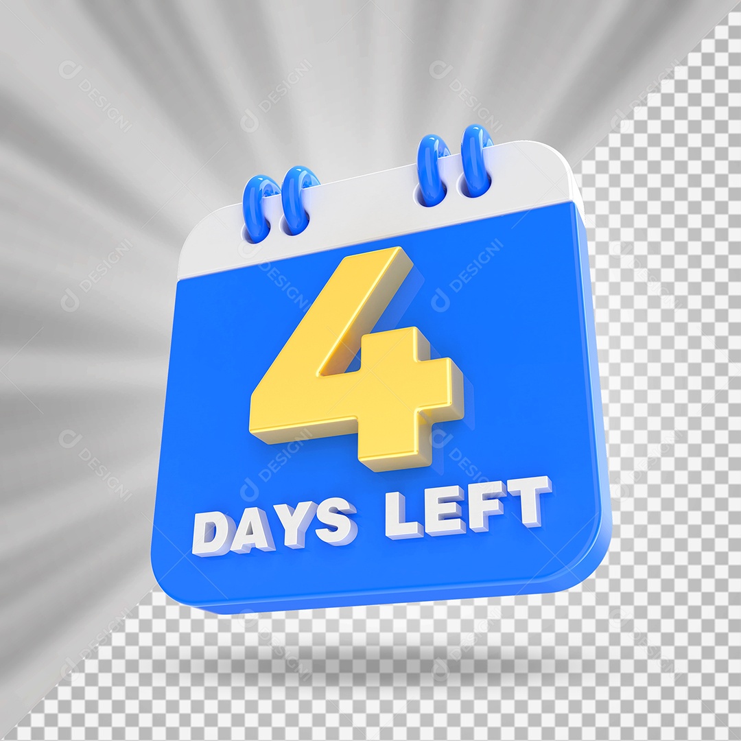 Elemento 3D Calendário Dia 04 Azul e Branco Para Composição PSD