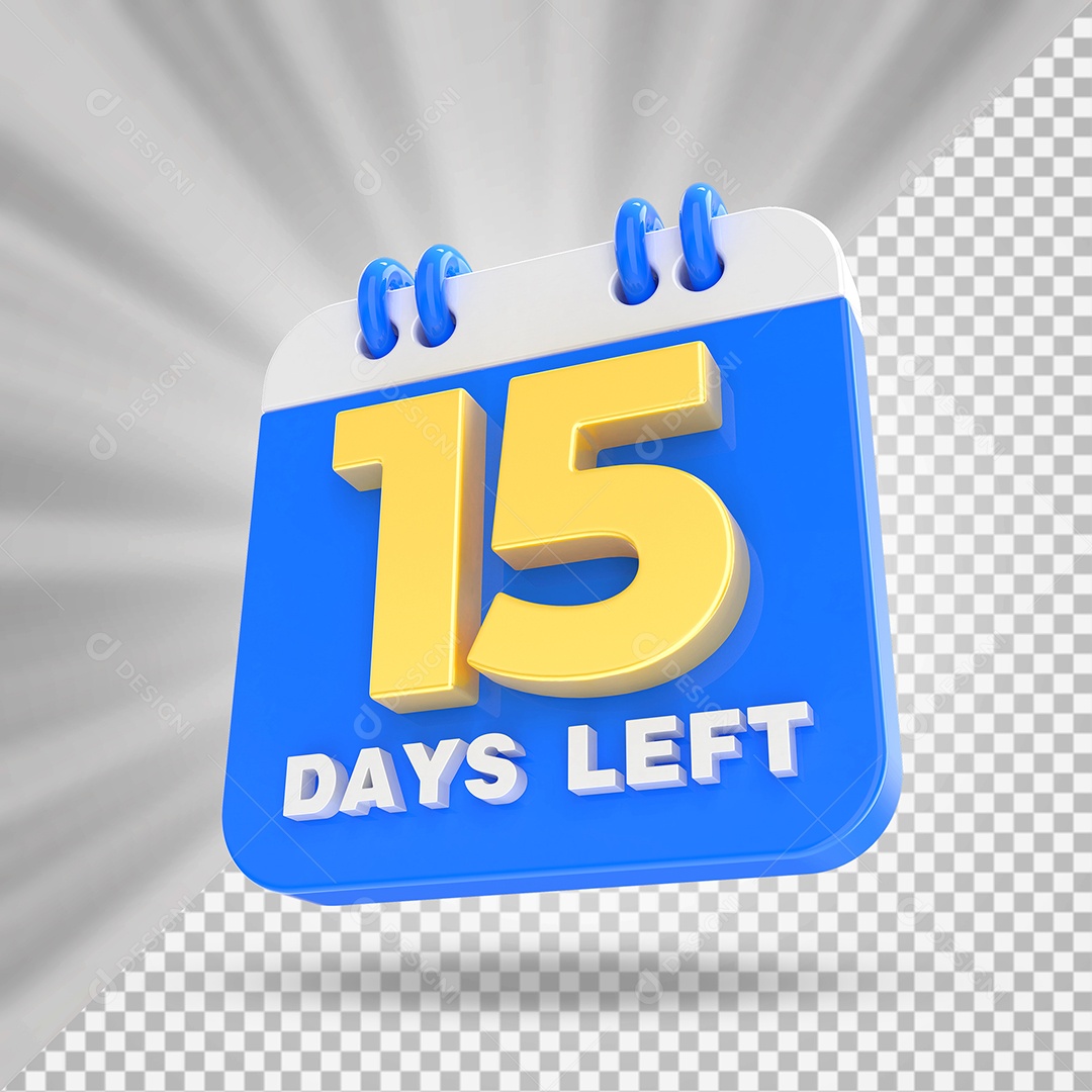 Elemento 3D Calendário Dia 15 Azul e Branco Para Composição PSD