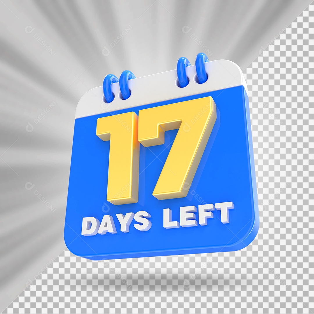 Elemento 3D Calendário Dia 17 Azul e Branco Para Composição PSD