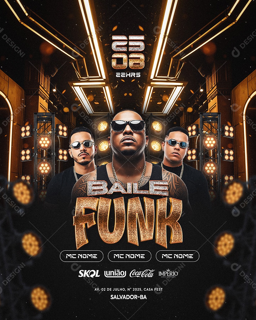 Flyer Baile Funk Social Media Feed PSD Editável