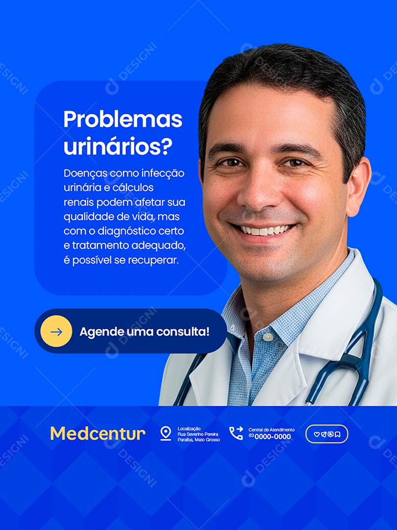 Urologista Problemas Urinários Social Media PSD Editável