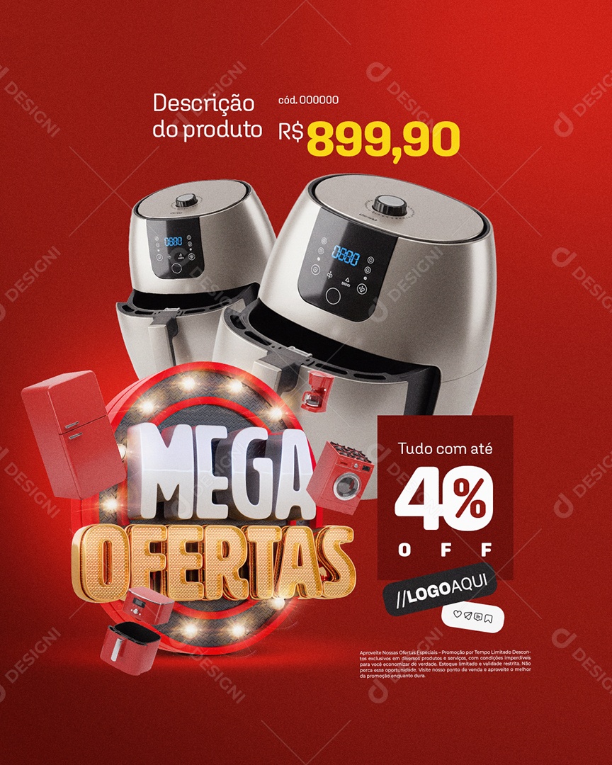 Mega Ofertas Loja De Eletrodomésticos Air Flyer Social Media PSD Editável