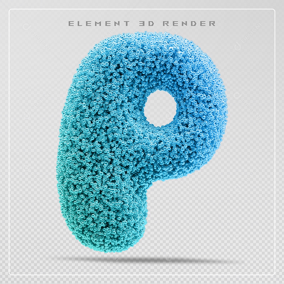 Elemento 3D Letra P Azul Para Composição PSD