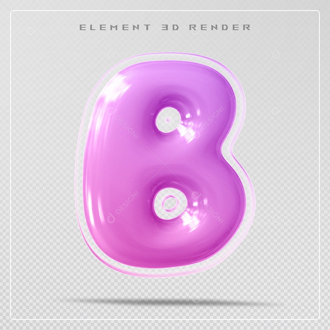 Elemento 3D Letra B Rosa Para Composição PSD