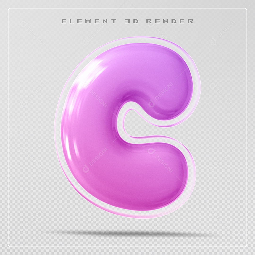 Elemento 3D Letra C Rosa Para Composição PSD