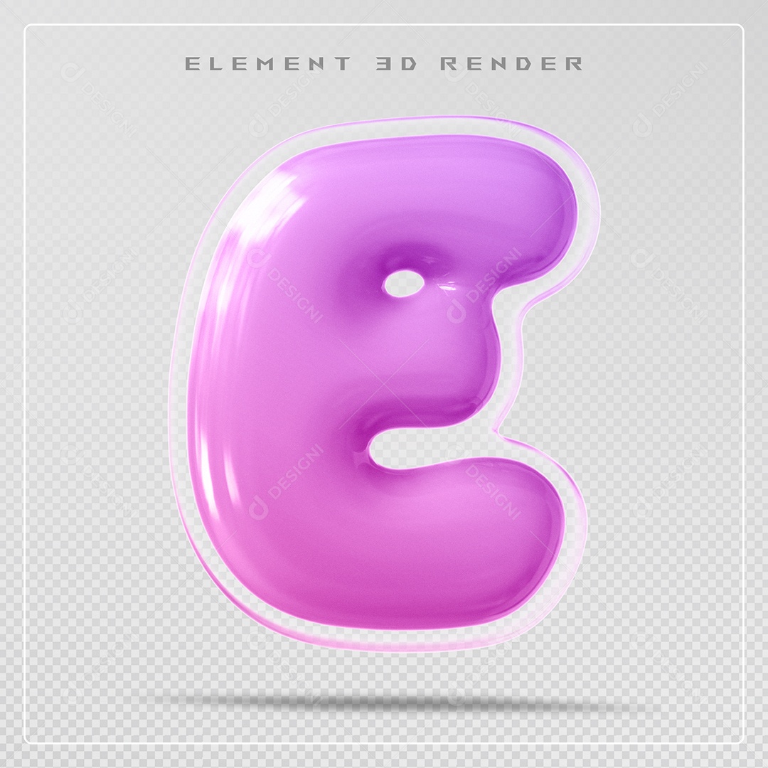 Elemento 3D Letra E Rosa Para Composição PSD