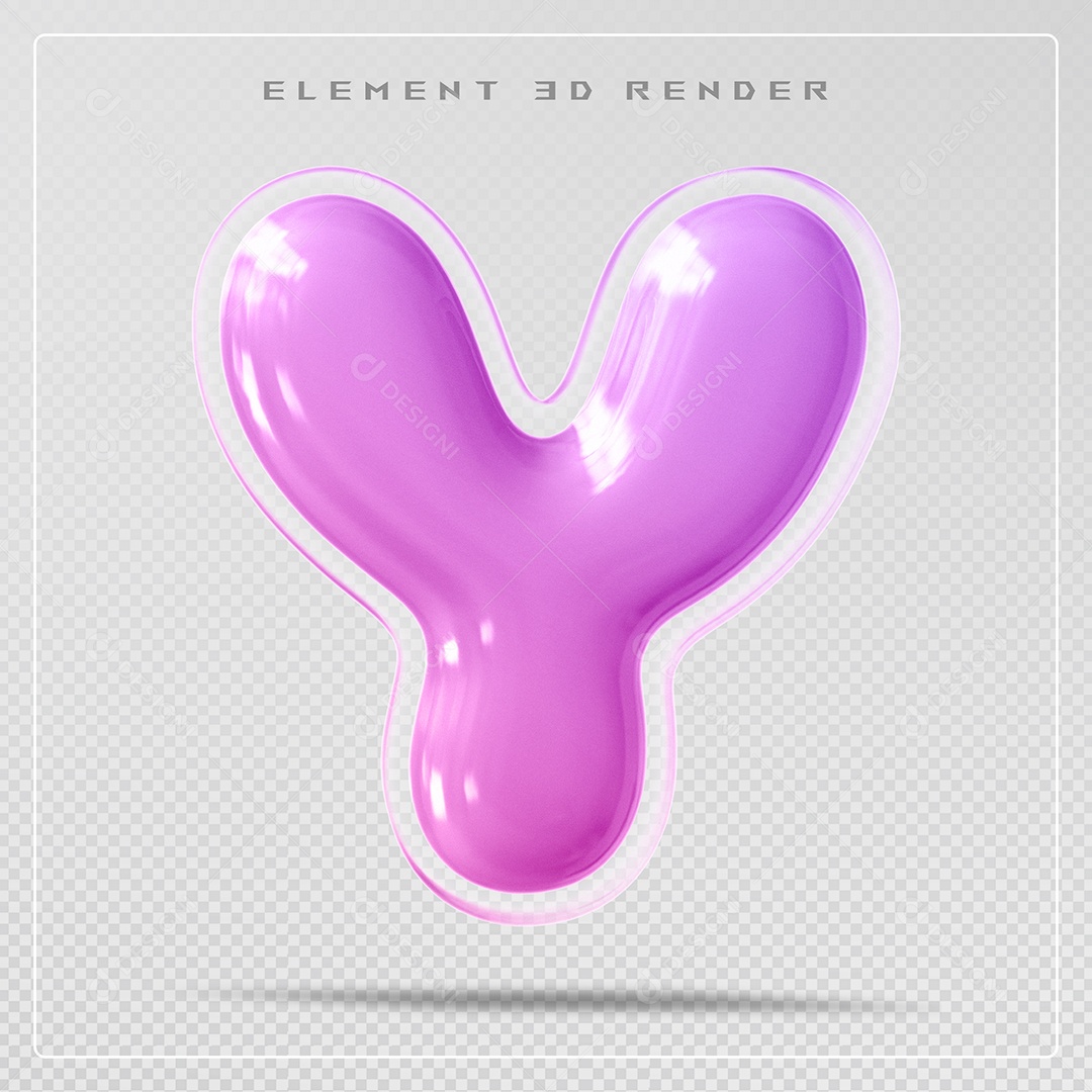 Elemento 3D Letra Y Rosa Para Composição PSD