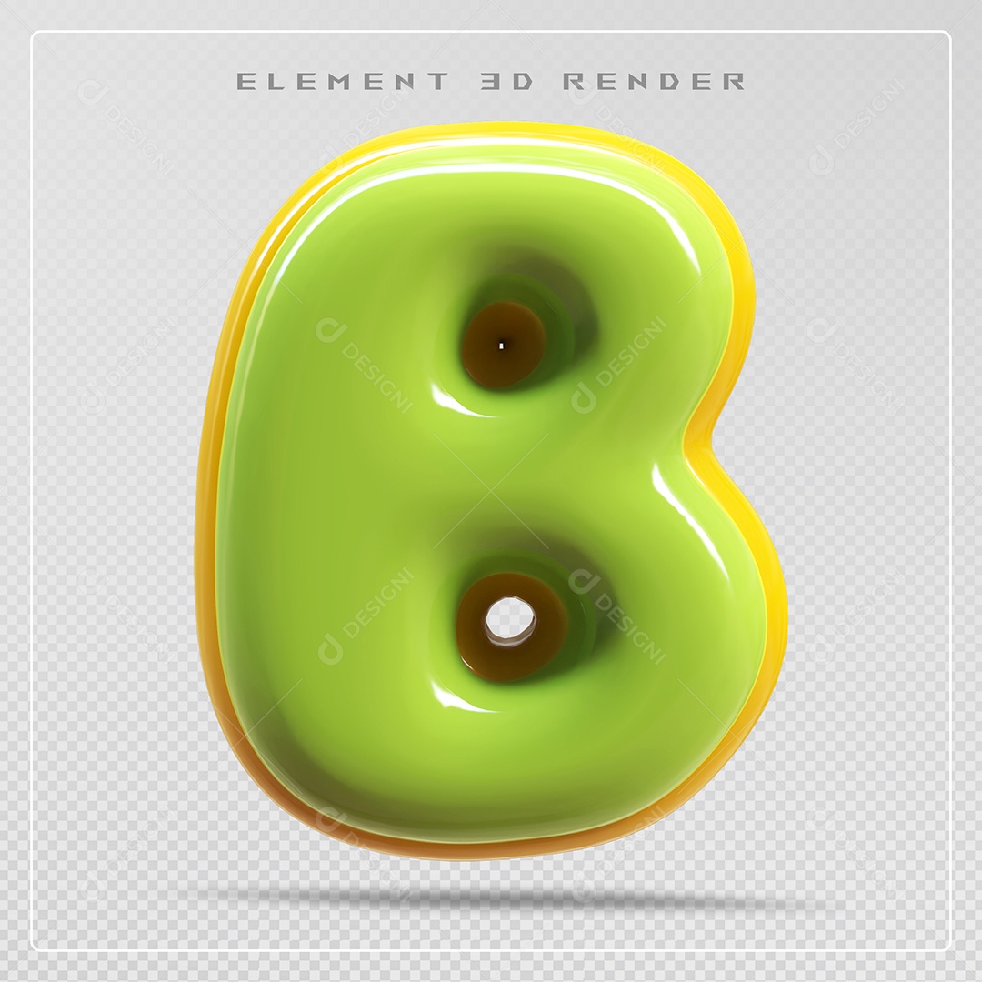 Elemento 3D Letra B Verde Para Composição PSD