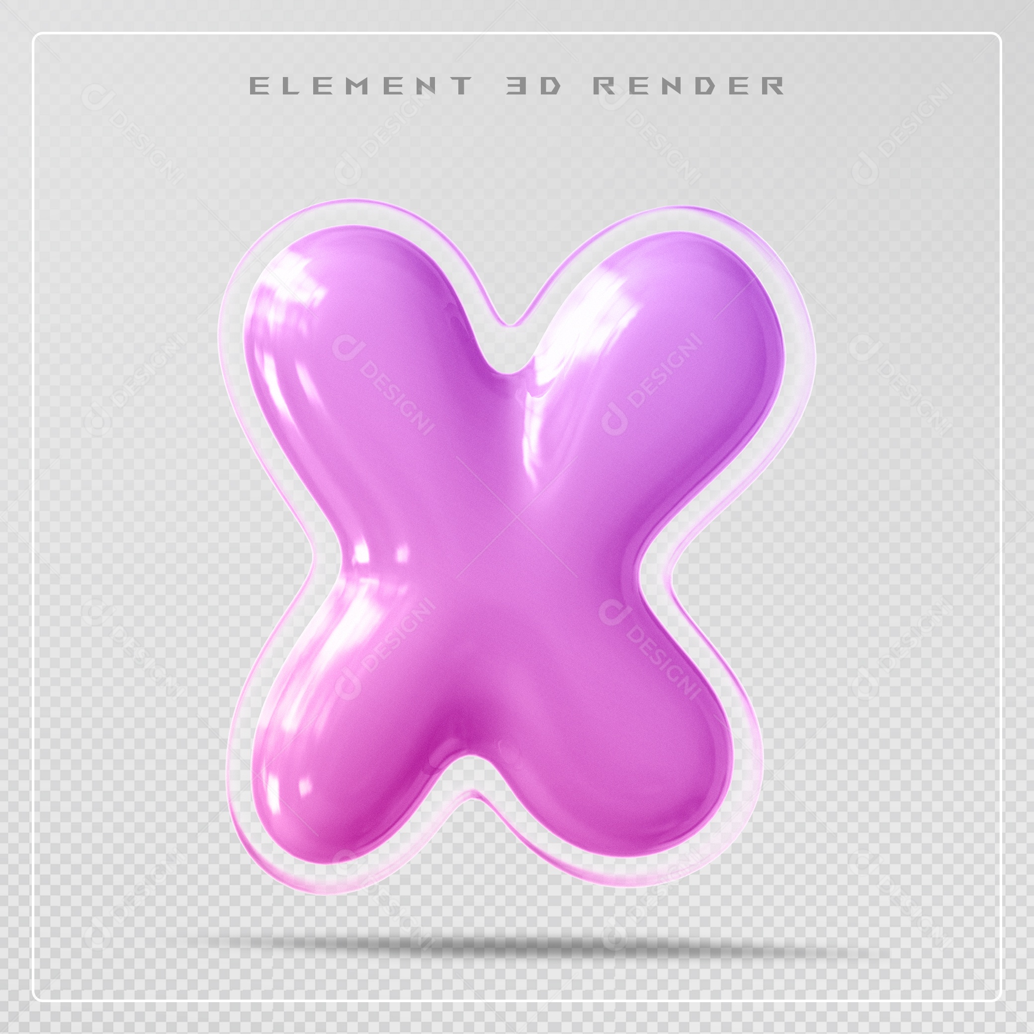 Elemento 3D Letra X Rosa Para Composição PSD
