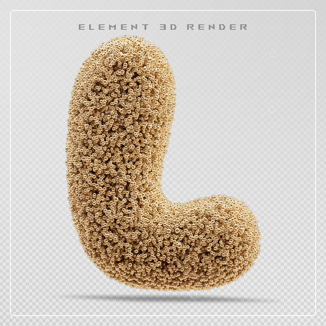 Elemento 3D Letra L Marrom Para Composição PSD