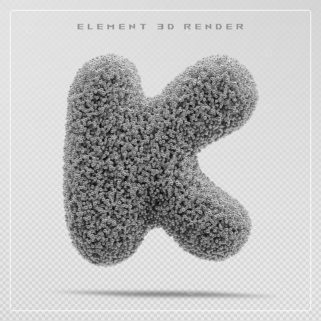 Elemento 3D Letra K Cinza Para Composição PSD