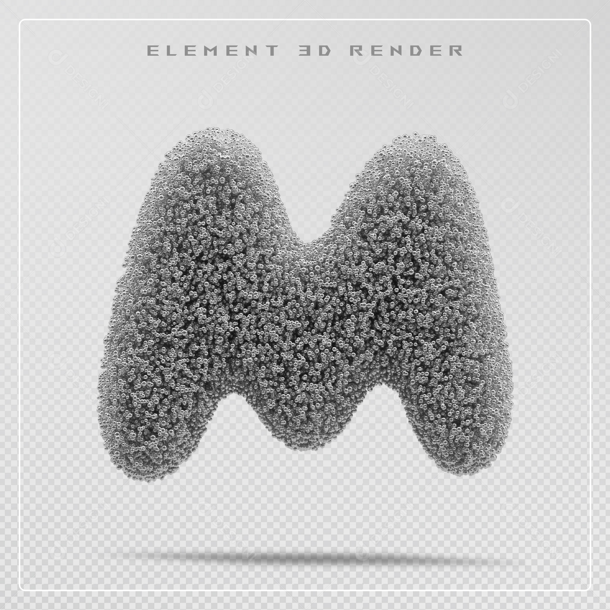 Elemento 3D Letra M Cinza Para Composição PSD