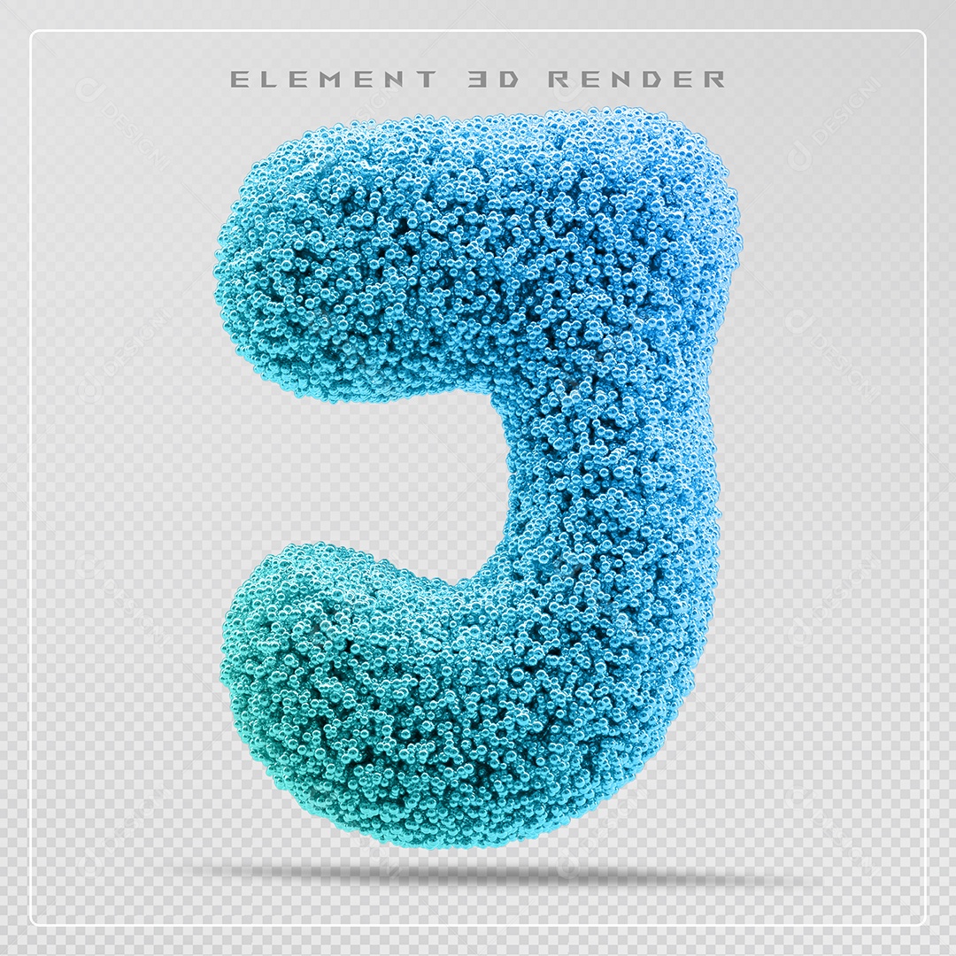 Elemento 3D Letra J Azul Para Composição PSD