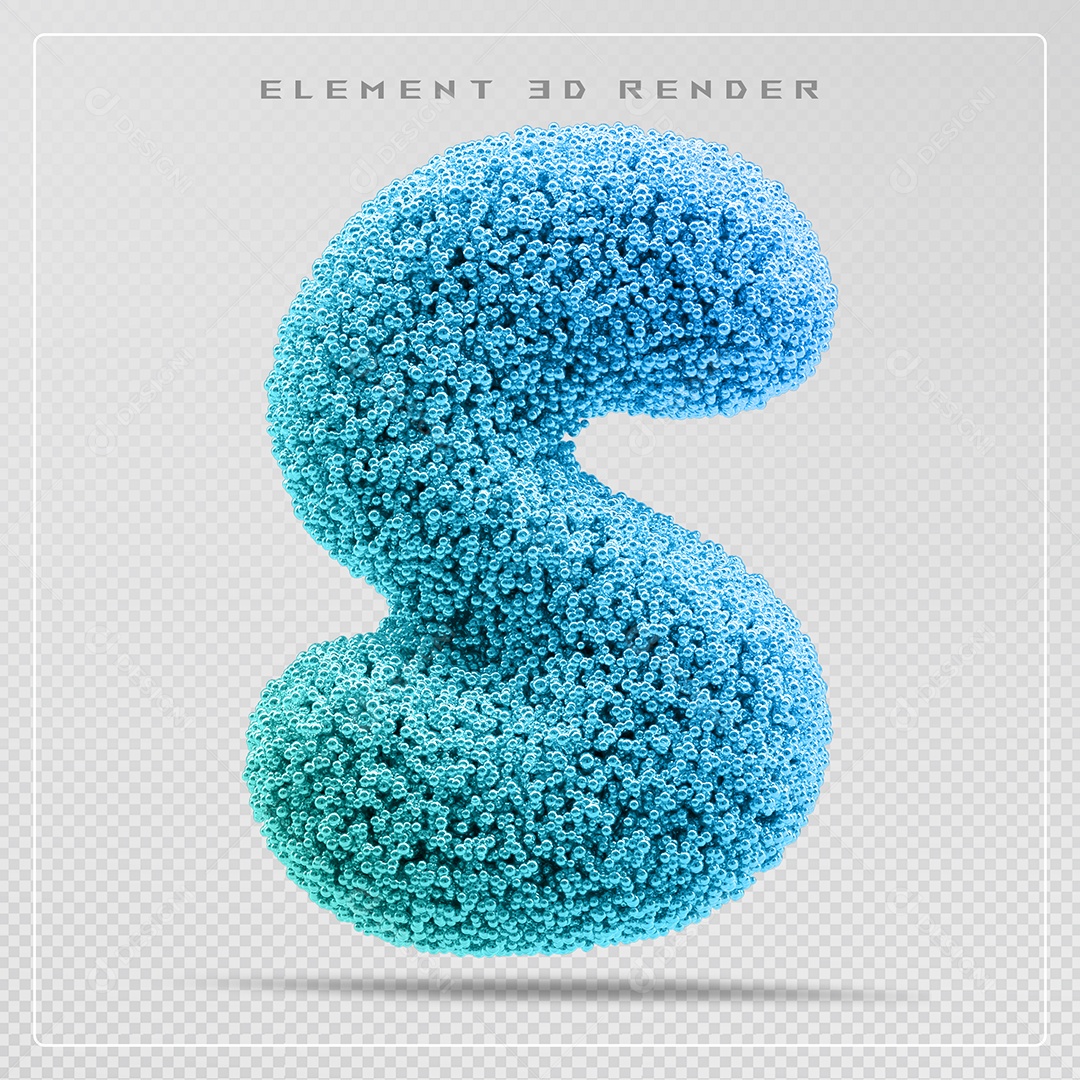 Elemento 3D Letra S Azul Para Composição PSD