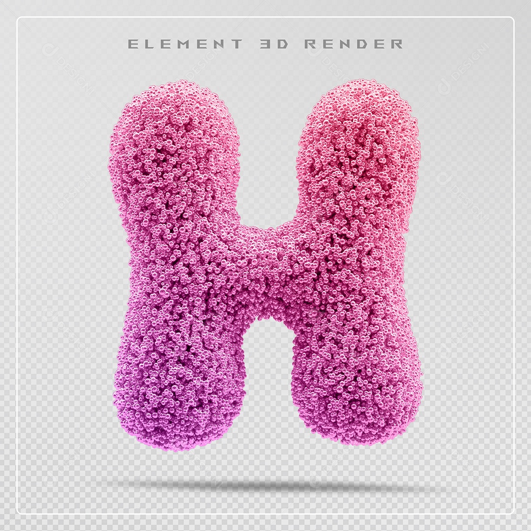 Elemento 3D Letra H Rosa Para Composição PSD