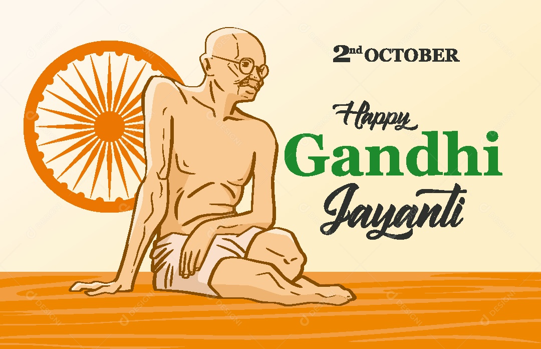 Feliz Dia Gandhi Jayanti 2 de Outubro Vetor EPS