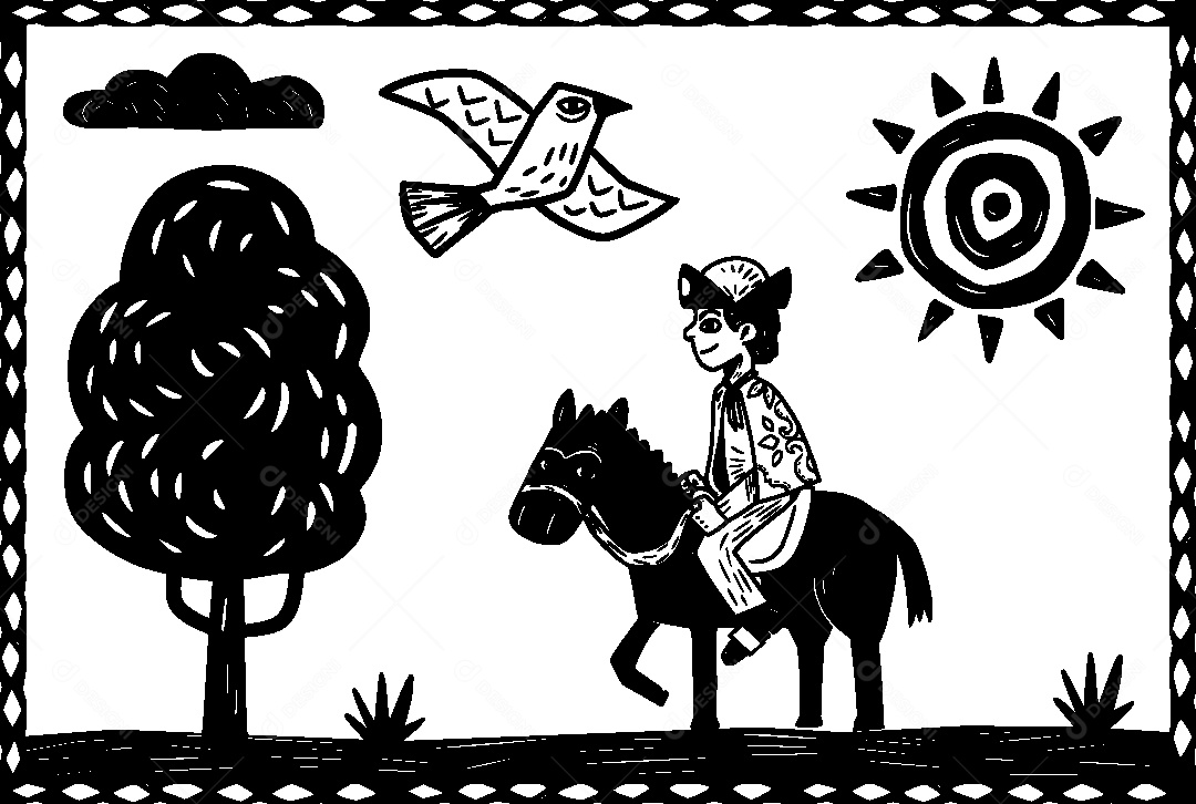 Desenho de Cordel de São João Vetor EPS