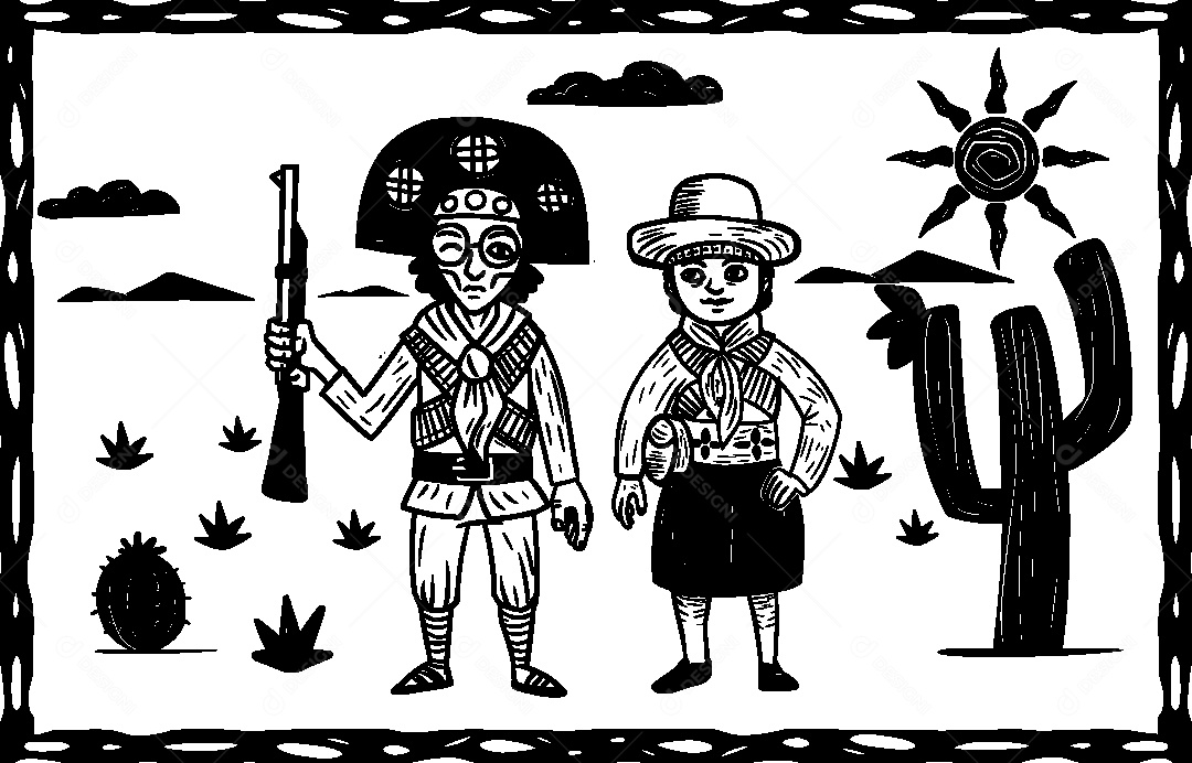 Desenho de Cordel de São João Vetor EPS