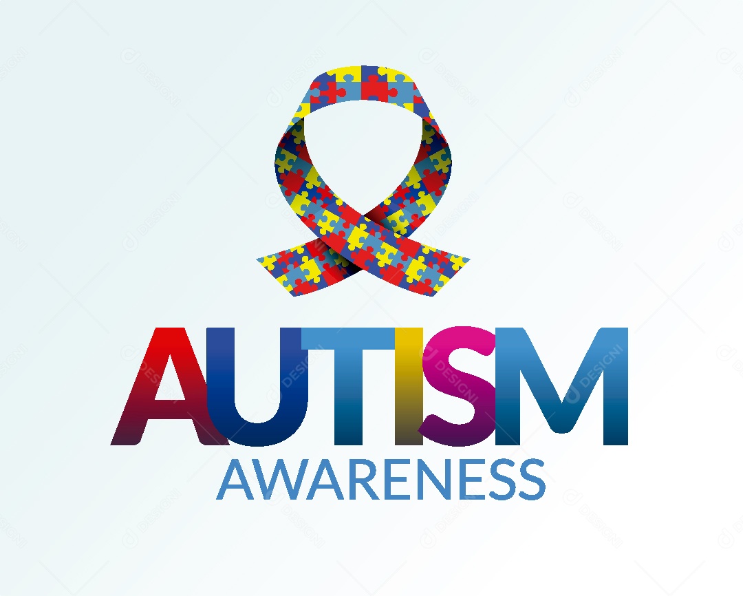 Abril Azul Mês de Conscientização do Autismo Vetor EPS