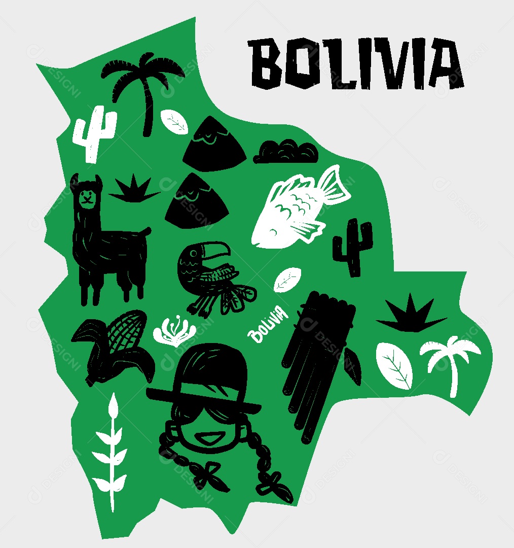 Mapa da Bolívia Ilustração Vetor EPS