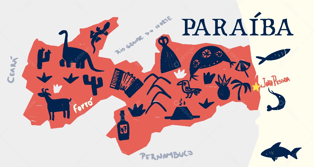 Estado da Paraíba Ilustração Vetor EPS