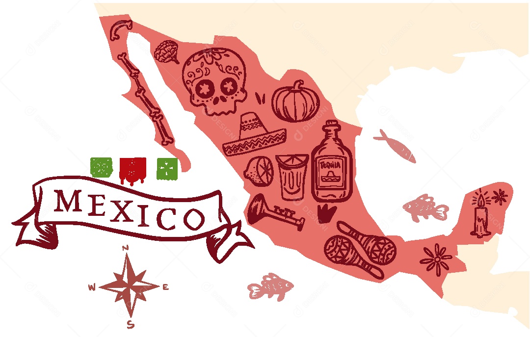 Mapa do México Ilustração Vetor EPS