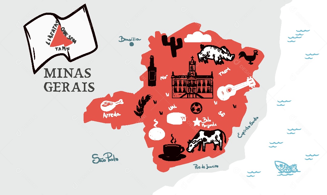 Estado de Minas Gerais Ilustração Vetor EPS