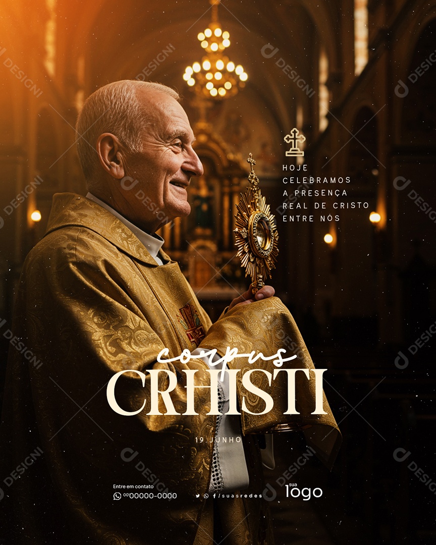 19 De Junho Dia De Corpus Christi Hoje Celebramos a Presença Real de Cristo Entre Nós Social Media PSD Editável