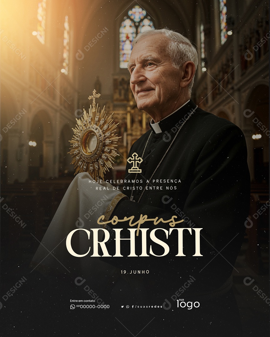 19 De Junho Dia De Corpus Christi Hoje Celebramos a Presença Real de Cristo Social Media PSD Editável