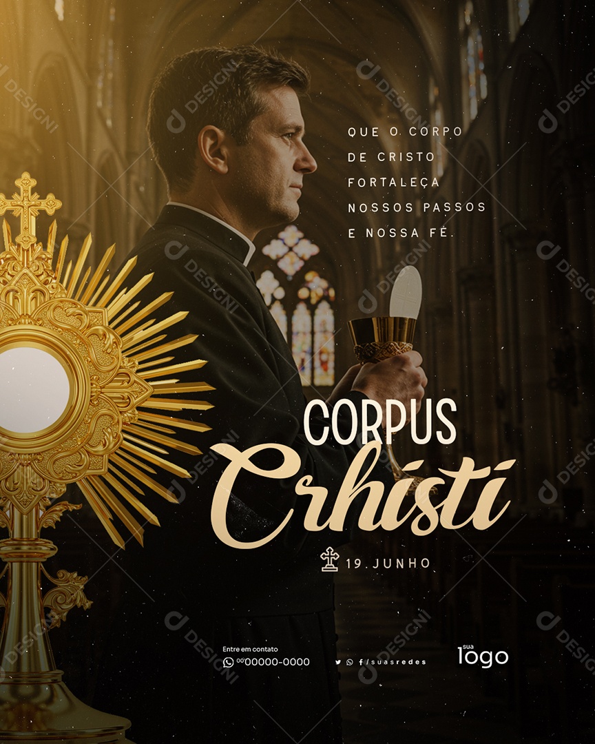 19 De Junho Dia De Corpus Christi Que o Corpo de Cristo Fortaleça Social Media PSD Editável