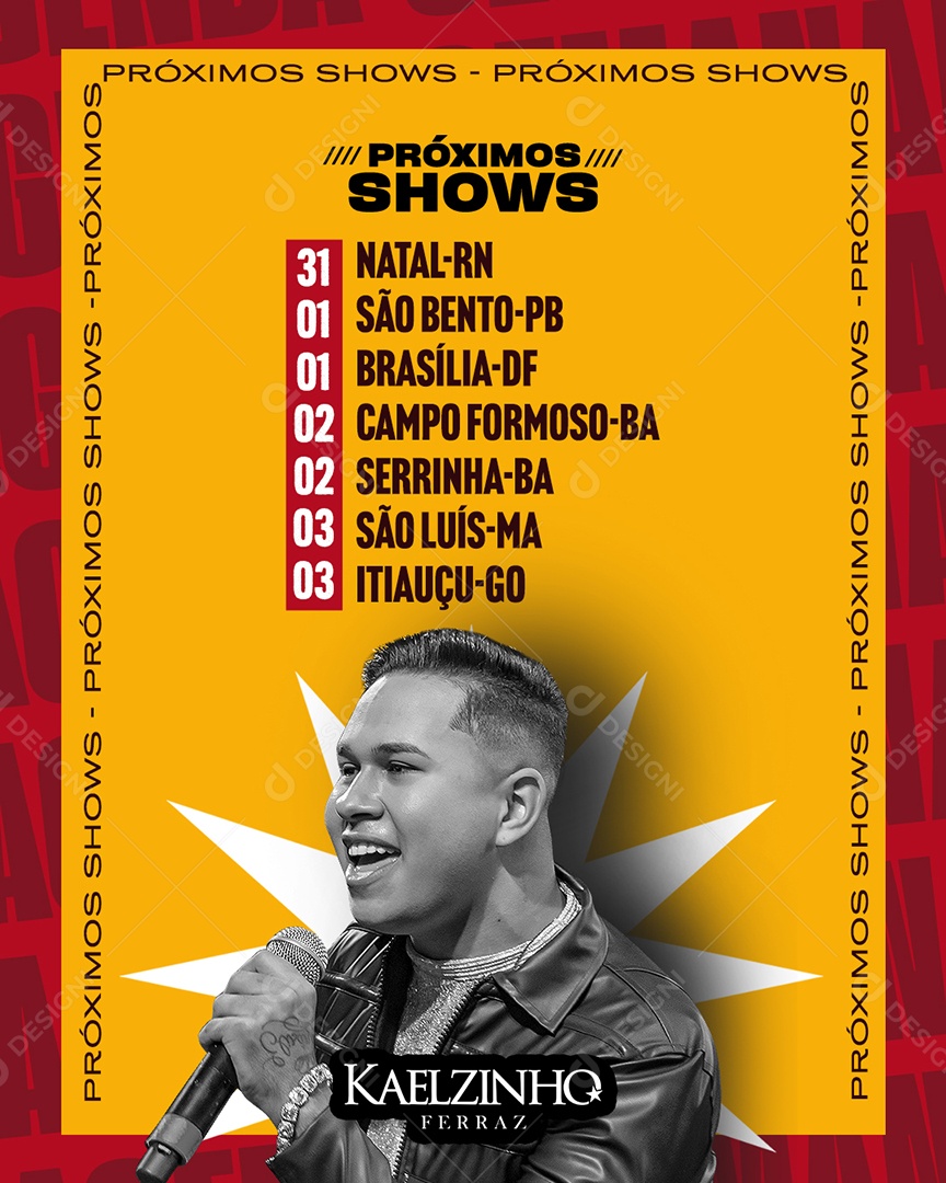 Feed Flyer Agenda Kaelzinho Social Media PSD Editável