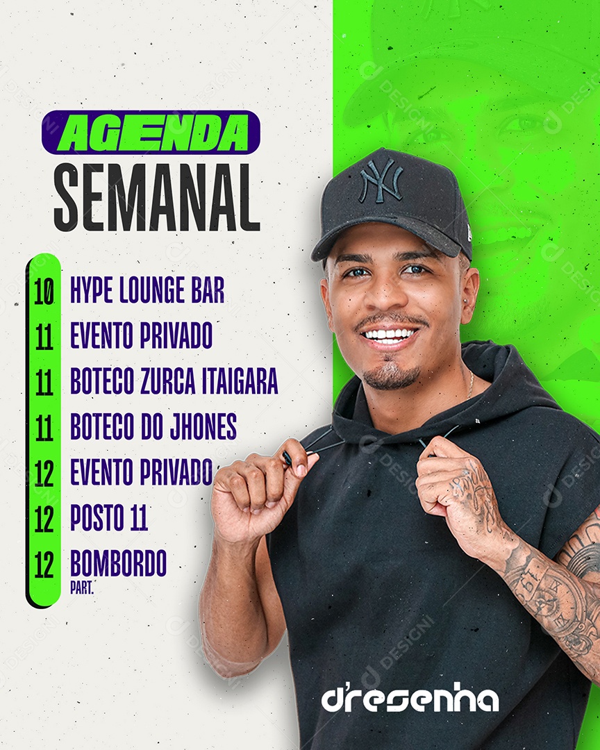 Feed Flyer Agenda Semanal Dresenha Social Media PSD Editável