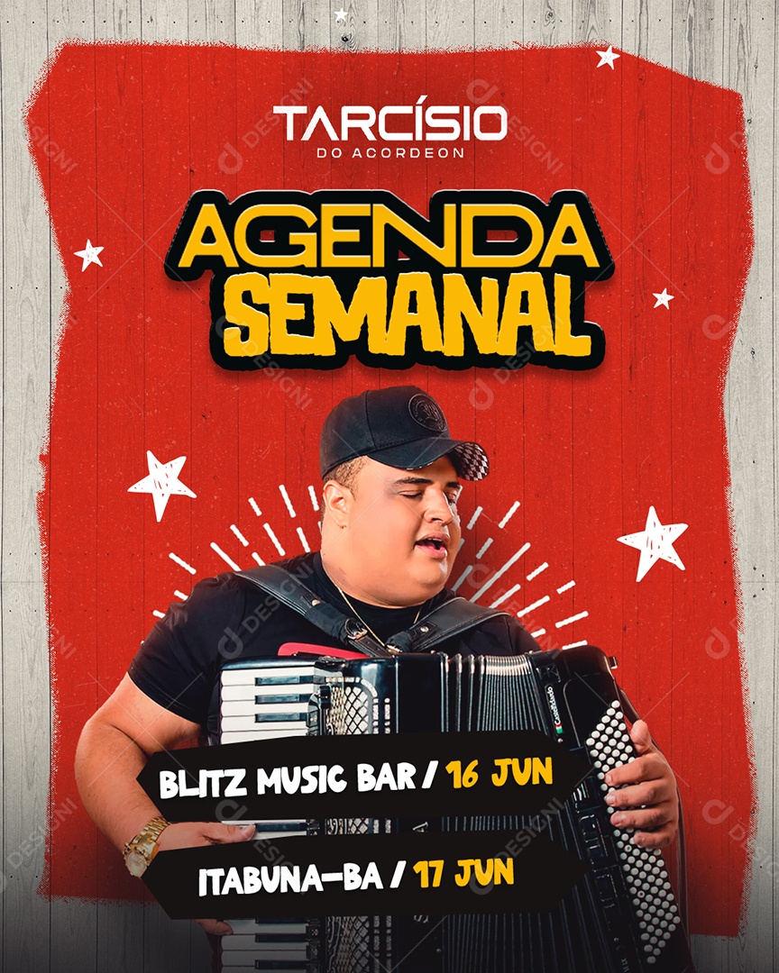 Feed Flyer Agenda Semanal Tarcísio do Acordeon Social Media PSD Editável