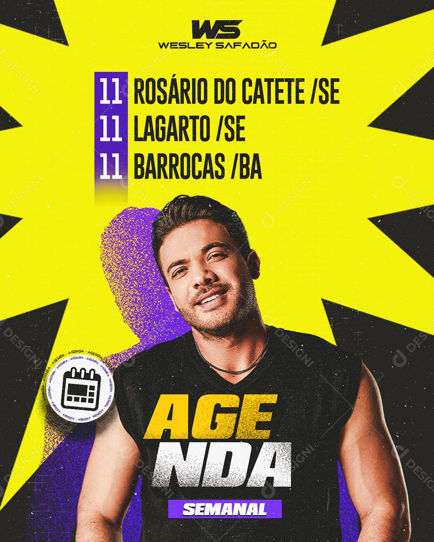 Feed Flyer Agenda Wesley Safadão Social Media PSD Editável