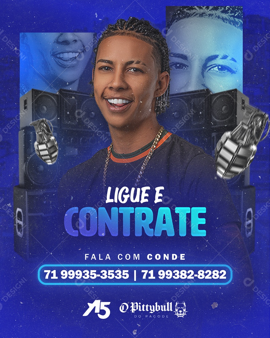 Feed Flyer Ligue e Contrate Pittybull Social Media PSD Editável