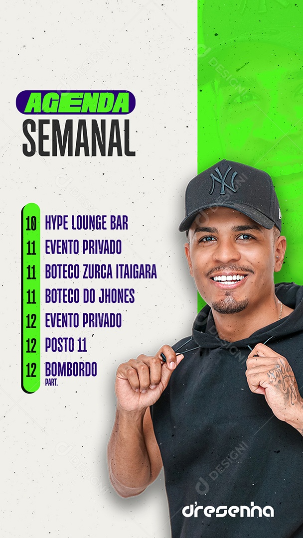 Story Flyer Agenda Semanal Dresenha Social Media PSD Editável